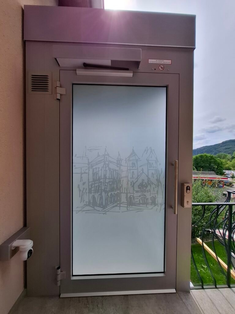 vinyle autocollant sablé imprimé ascensuer luxembourg